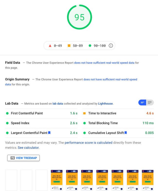 Performance improvements step4 - web.dev PageSpeed Insights results