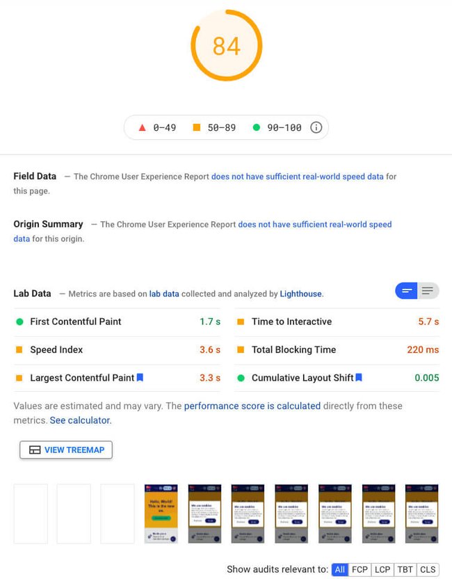 Performance improvements step3 - web.dev PageSpeed Insights results