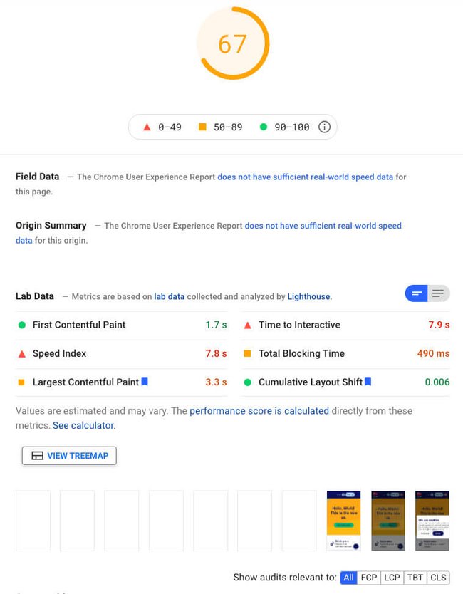 Performance improvements step2 - web.dev PageSpeed Insights results